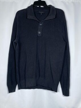 Banana Republic Factory Men's Ribbed Knit Sweater Large Dark Olive Green EUC